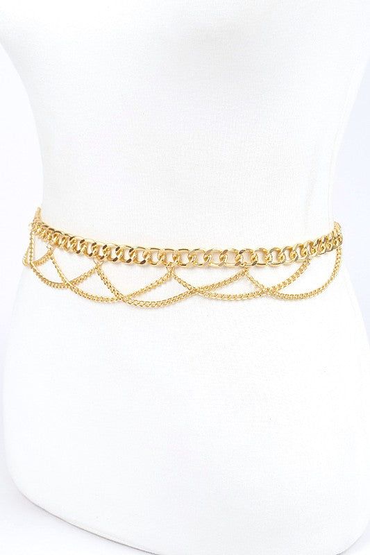 Curtain Chain Belt Modern Mixed Metals Clasp Closure