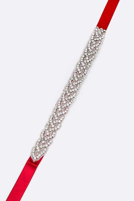 Bridal Sash Belt Rhinestone Embellished One Inch Wide