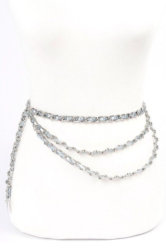 Chain Belt Layered PU Leather Everyday Wear Minimalist