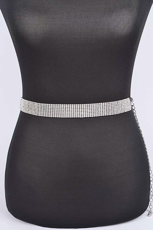 Classic Rhinestone Chain Belt Fully Adjustable One Size