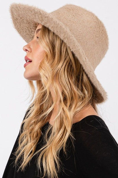 Fuzzy Winter Fedora Hat Polyester Fabric Minimalist